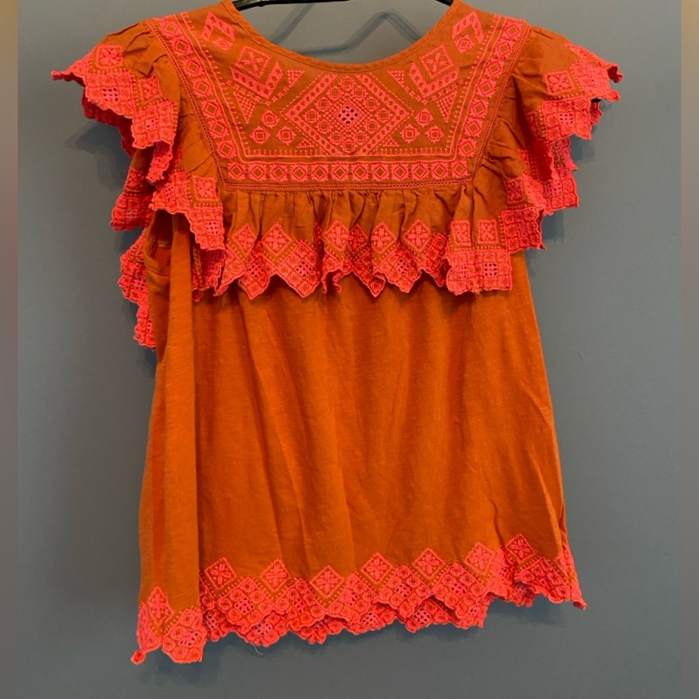 Anthropologie Orange & Fuschia Top